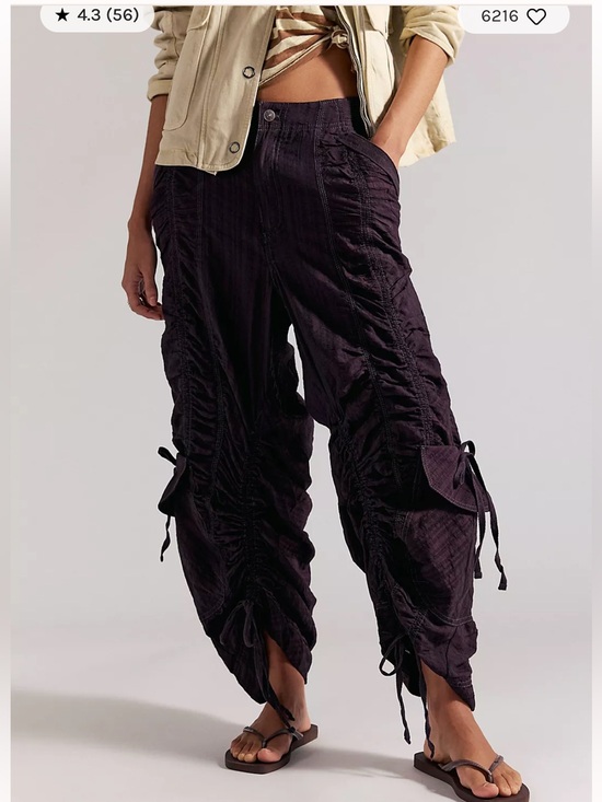 Free People Pants - Free People Scorpio Shirred Cargo Pants XS NWT Black Coffee Brown We The Free